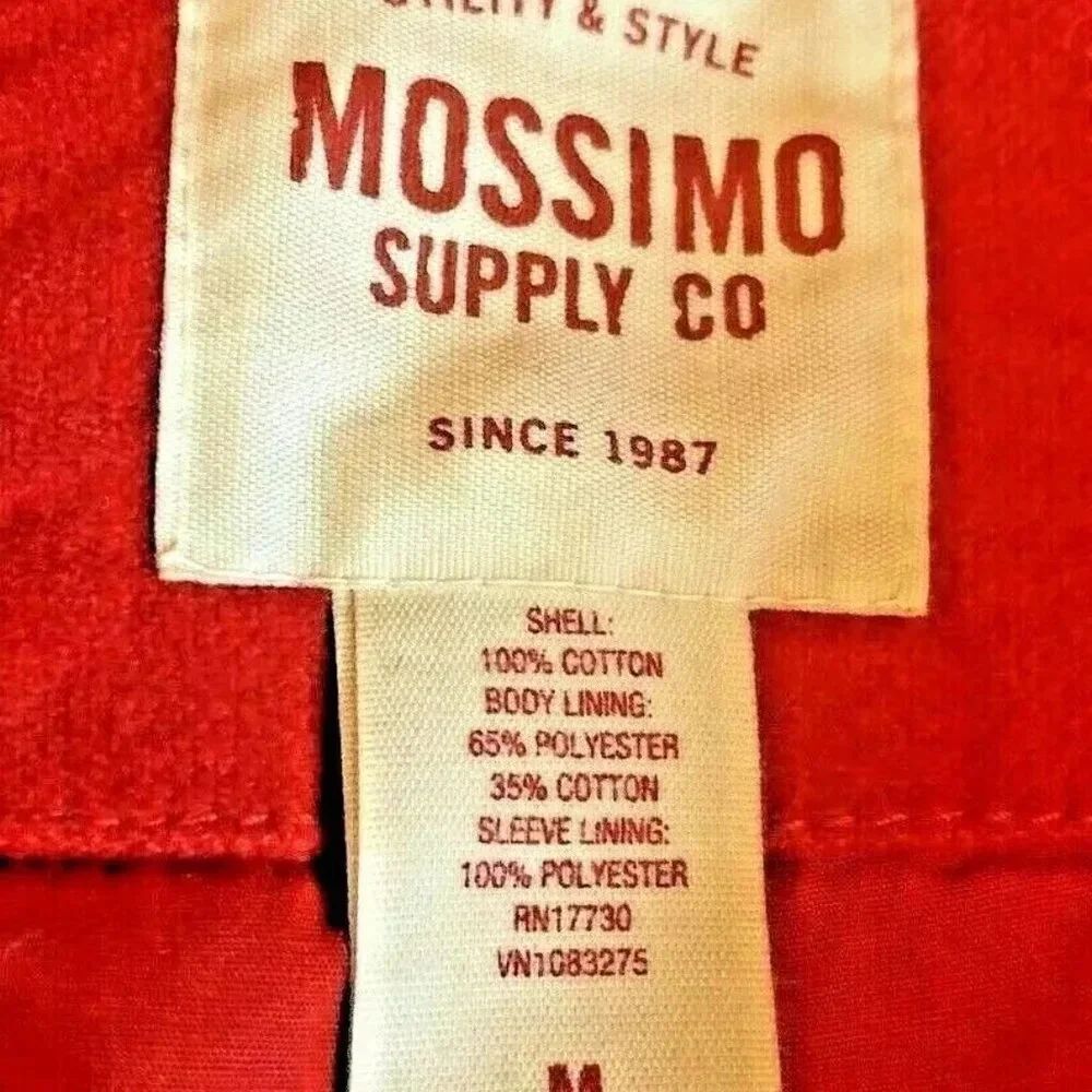 MOSSIMO Women Front Button 100% Cotton Collar Corduroy Red Coat Jacket Sz Medium - Picture 11 of 12